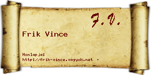 Frik Vince névjegykártya